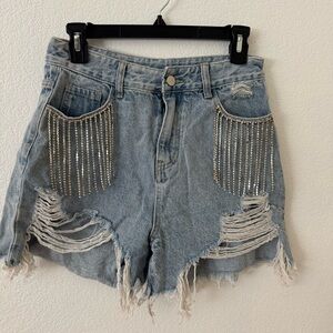 3/$15 Cider Stylish Denim Shorts with Rhinestone Accents